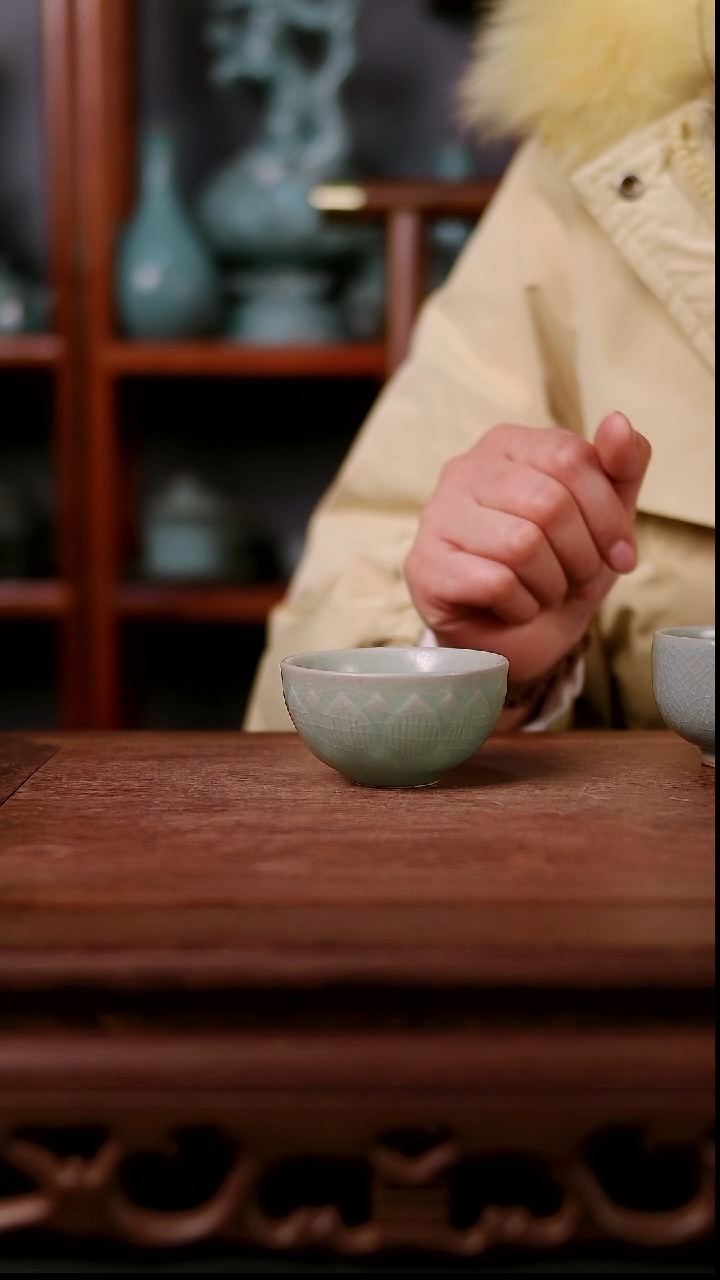 杯子陶劫*青霁汝窑仿古釉   小克杯