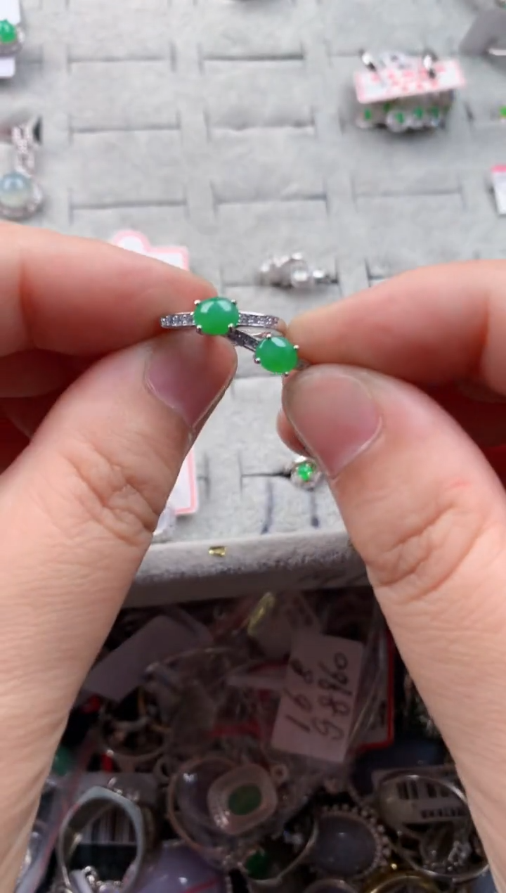 银S925镶嵌戒指翡翠11  11    3