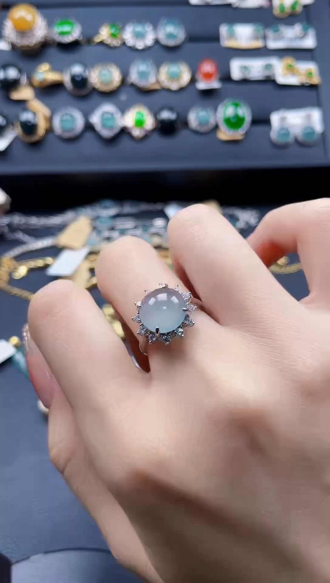 【闪购商品】翡翠戒指银S925镶嵌65887