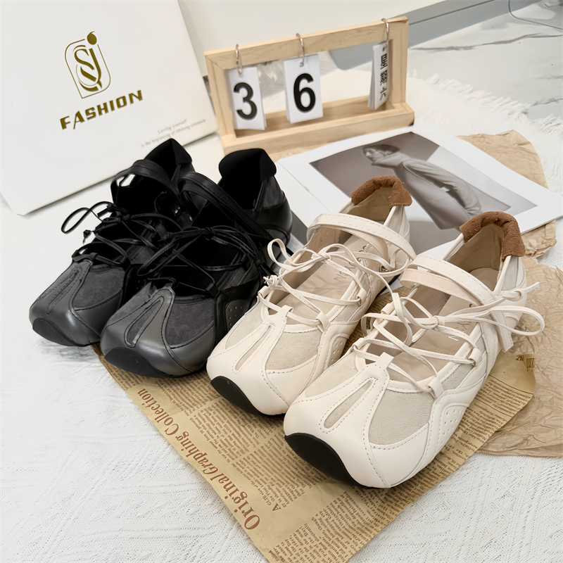 自留版~厚底内增高芭蕾风浅口圆头玛丽珍鞋女魔术贴百搭复古单鞋