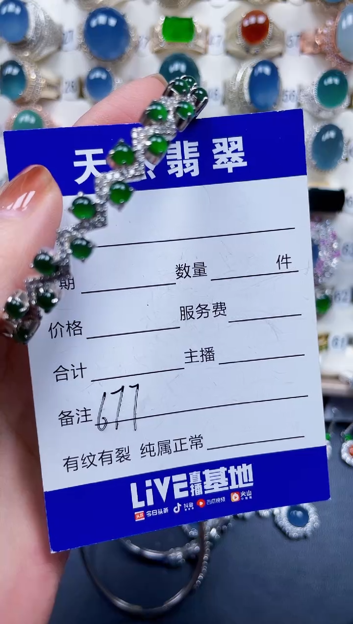 银S925镶嵌手镯翡翠677