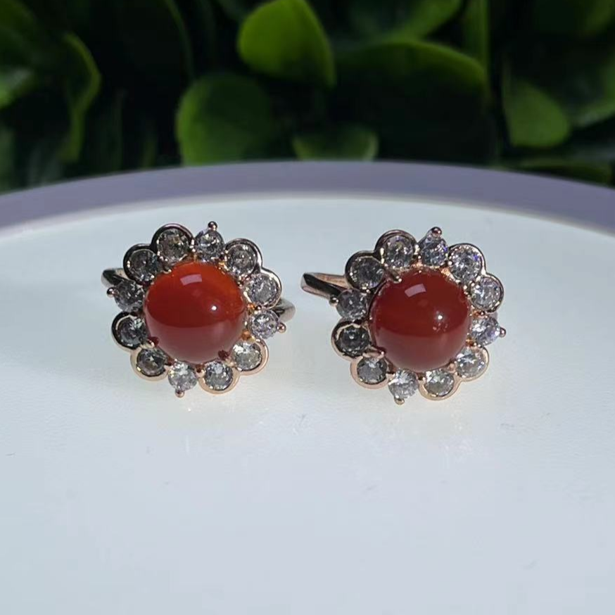 ST7803【任会长珠宝】精品红卡玛瑙玉红戒指-活口-多样性只发一件