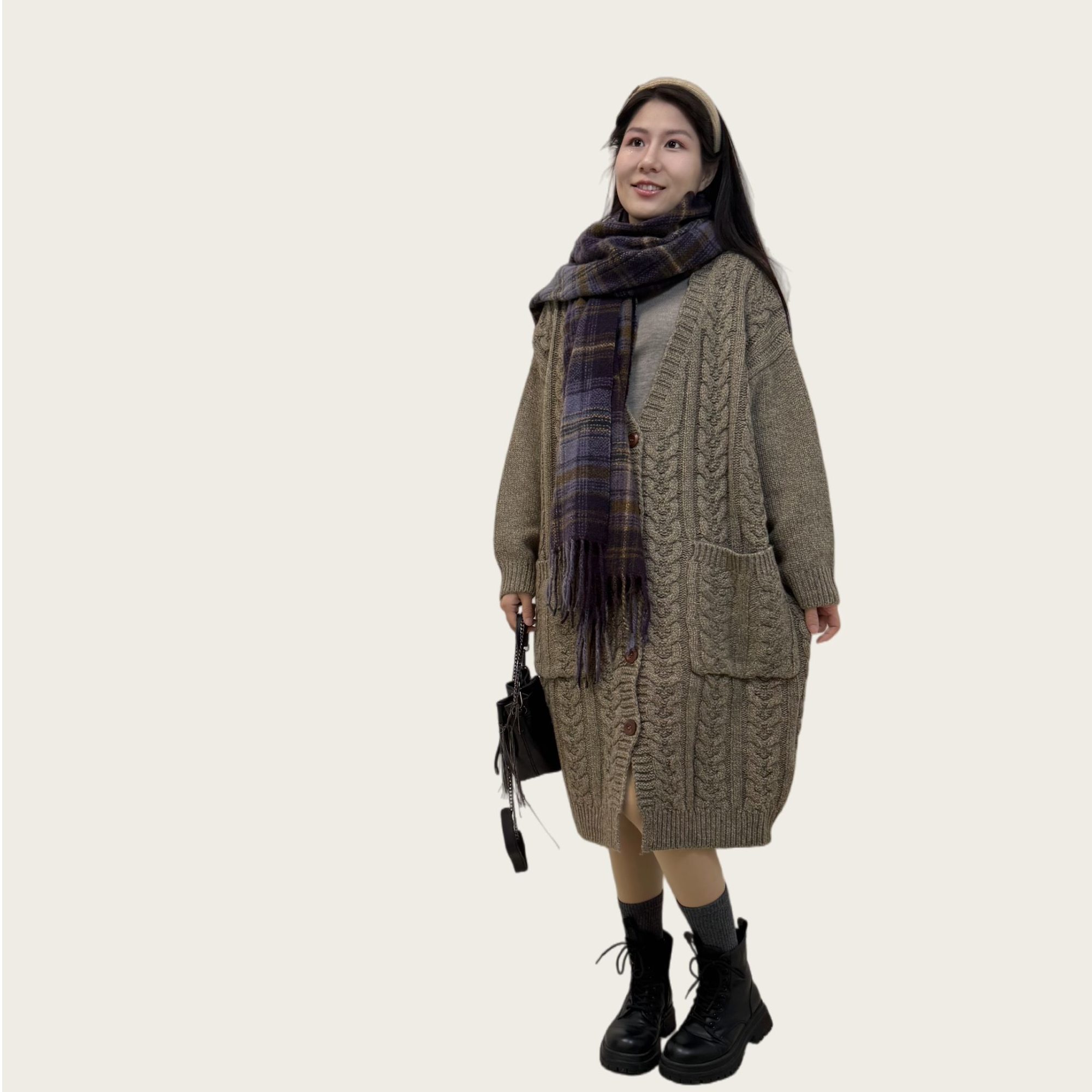 春秋长开衫宽松中长款