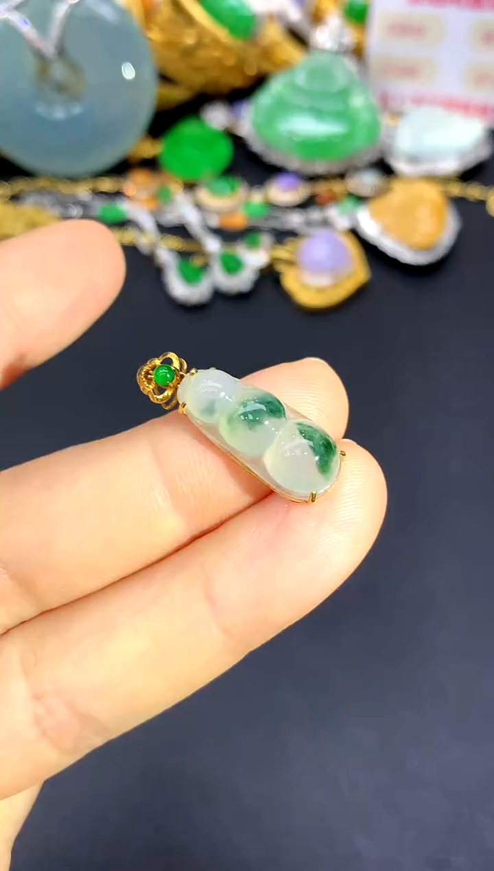 颈饰18K金镶嵌翡翠189-中国好珍宝