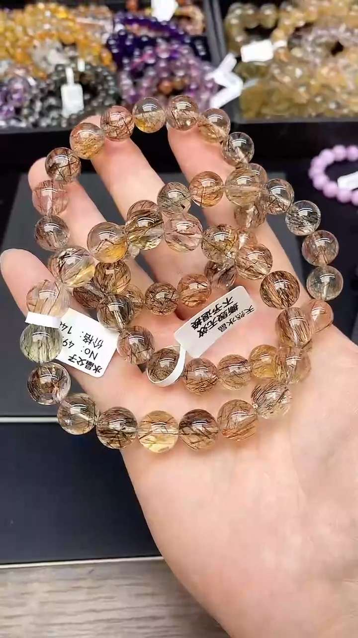 【闪购商品】水晶手串未镶嵌A84 黑金超 11mm 多样性发其一