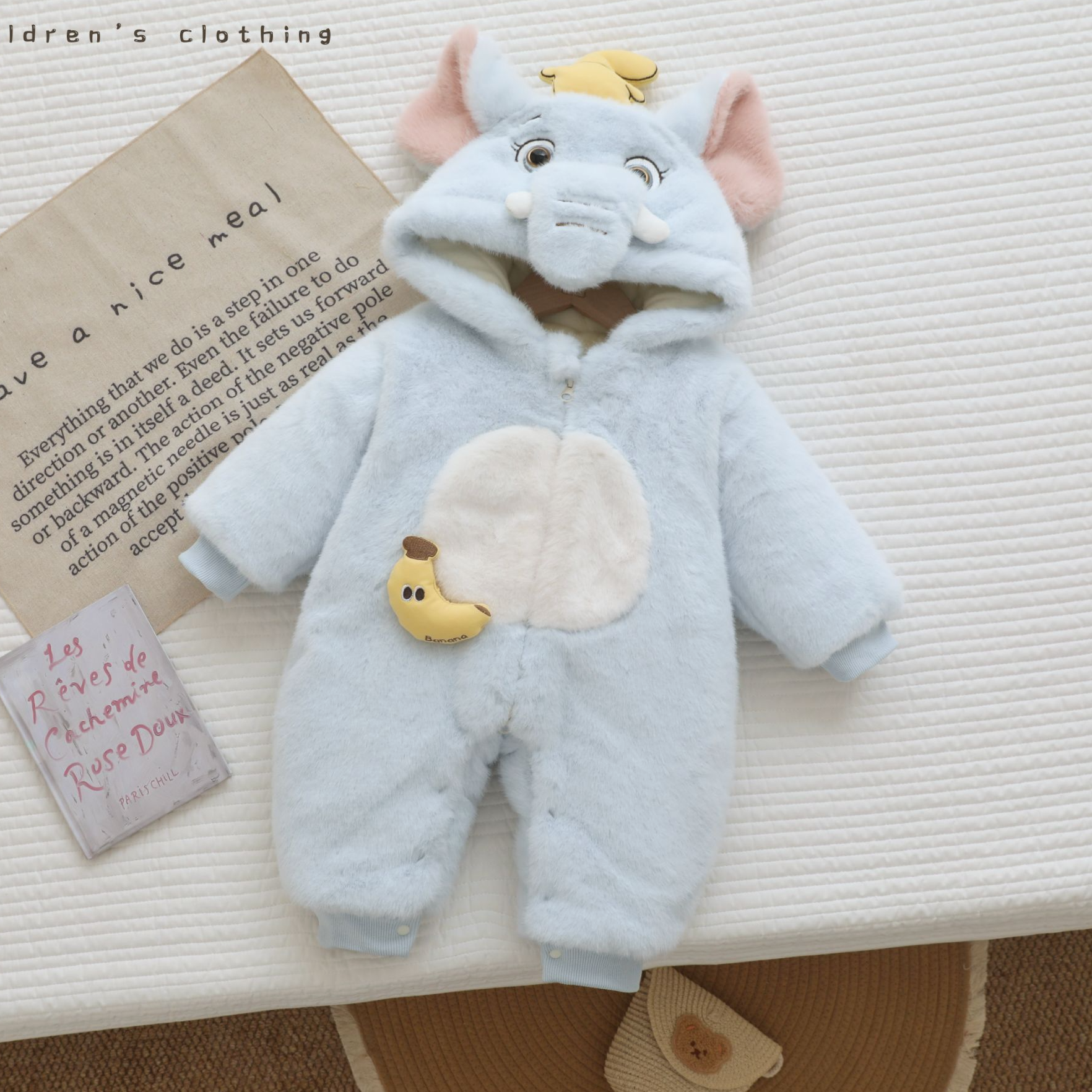 哈衣冬季长ol宝宝卡通新生儿拉链加绒婴儿保暖冬款小宝宝衣服