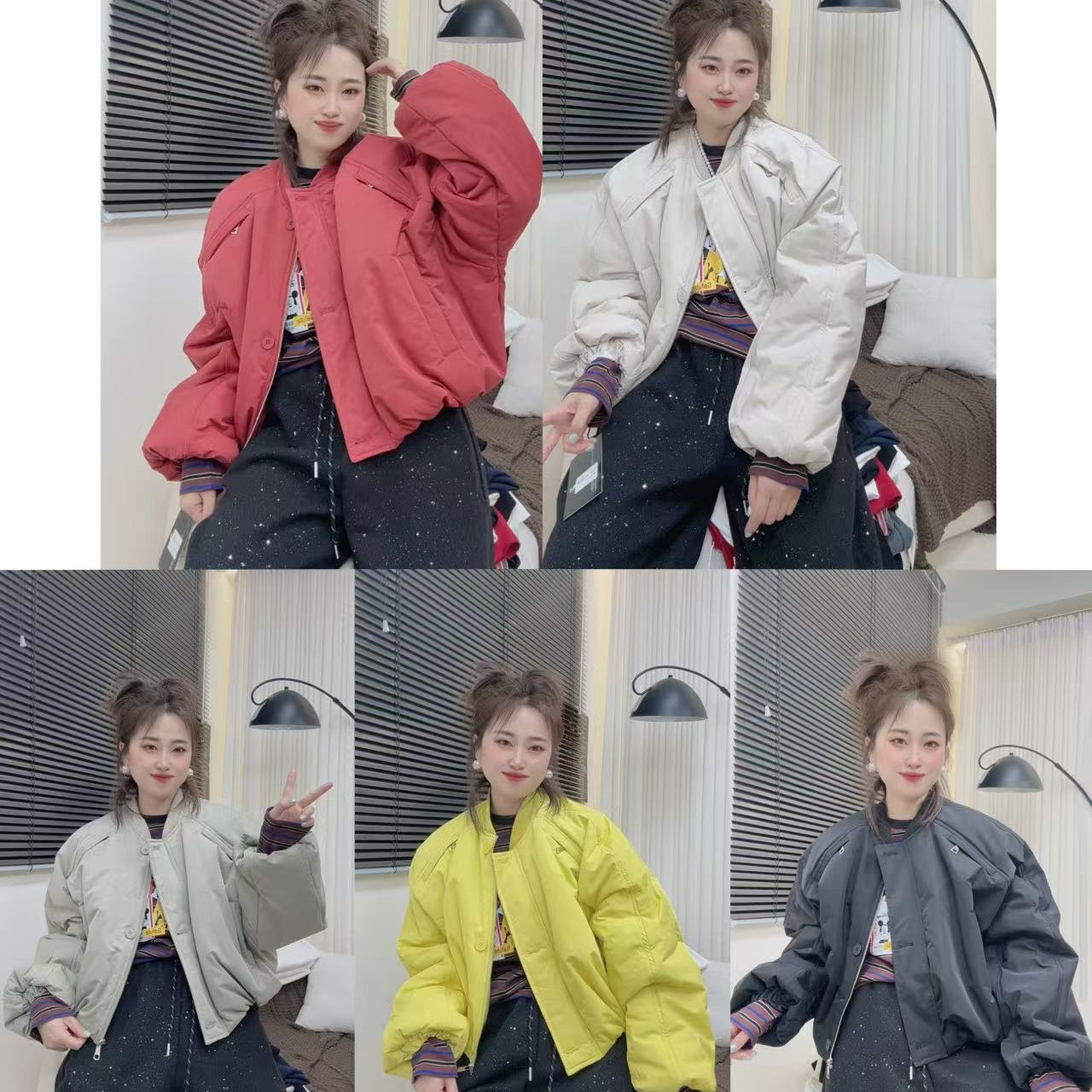 903新款立领短款设计师休闲宽松薄棉外套