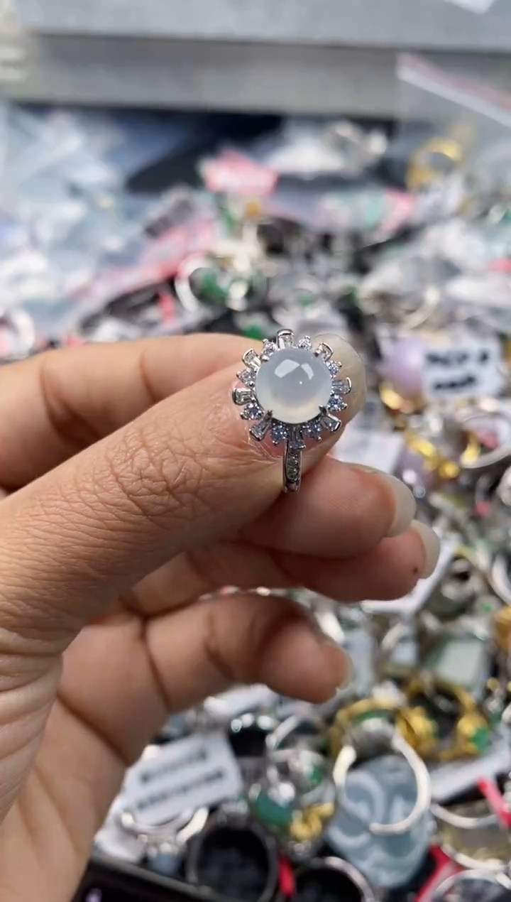 银S925镶嵌戒指翡翠888---8