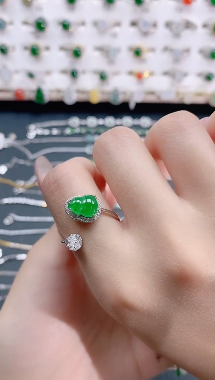 【闪购商品】翡翠银S925镶嵌戒指天然翡翠
