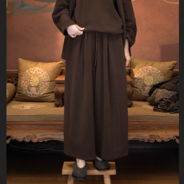 爱上莲心【咖色】欧棉绒哈伦裤 气质风时尚百搭保暖秋冬