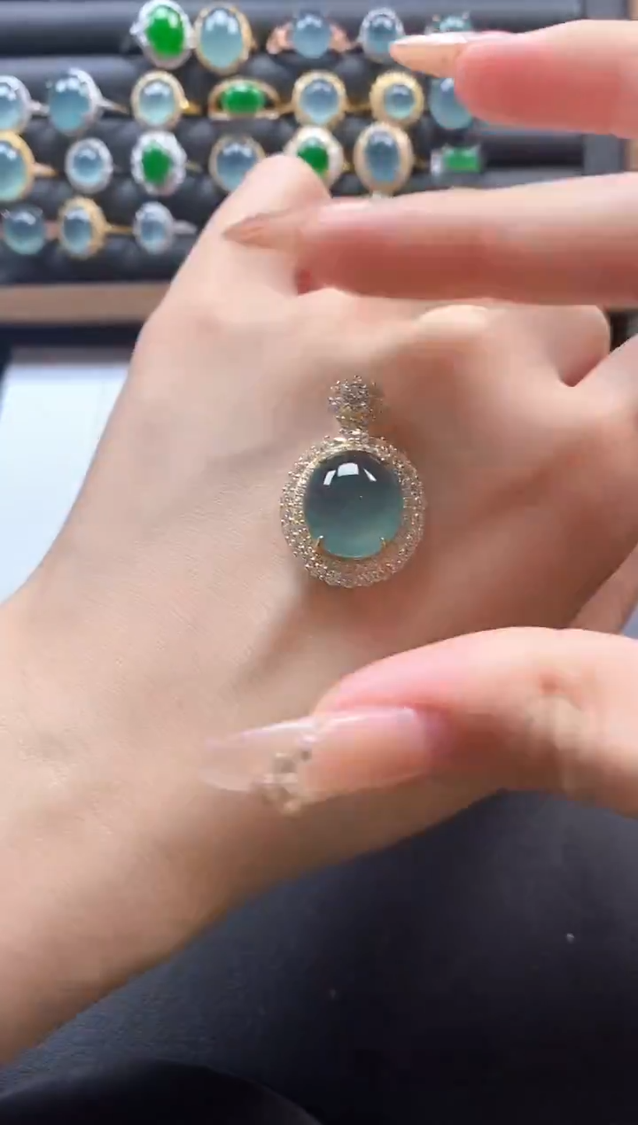 银S925镶嵌戒指翡翠51151
