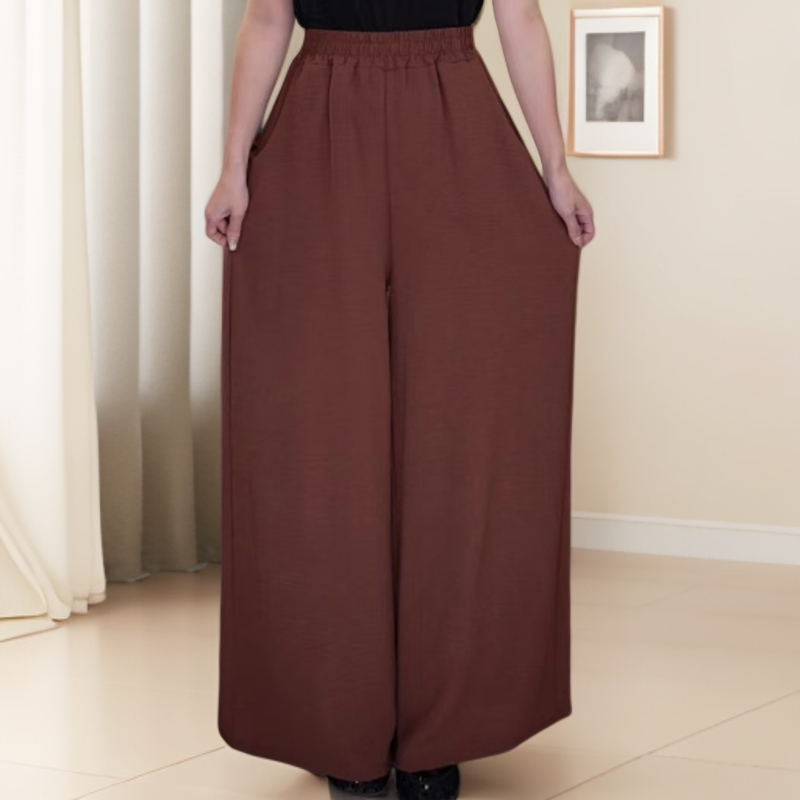 225咖色复古显腿长气质漂亮阔腿裙裤