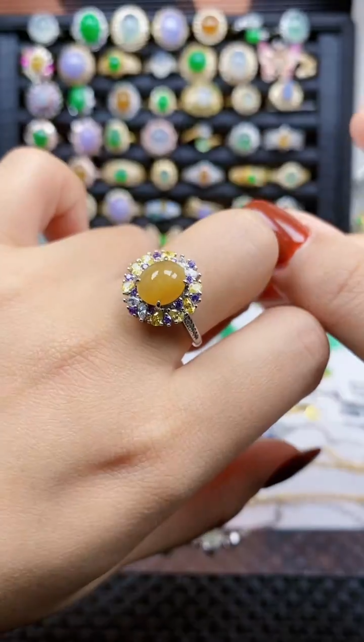 银S925镶嵌戒指翡翠206