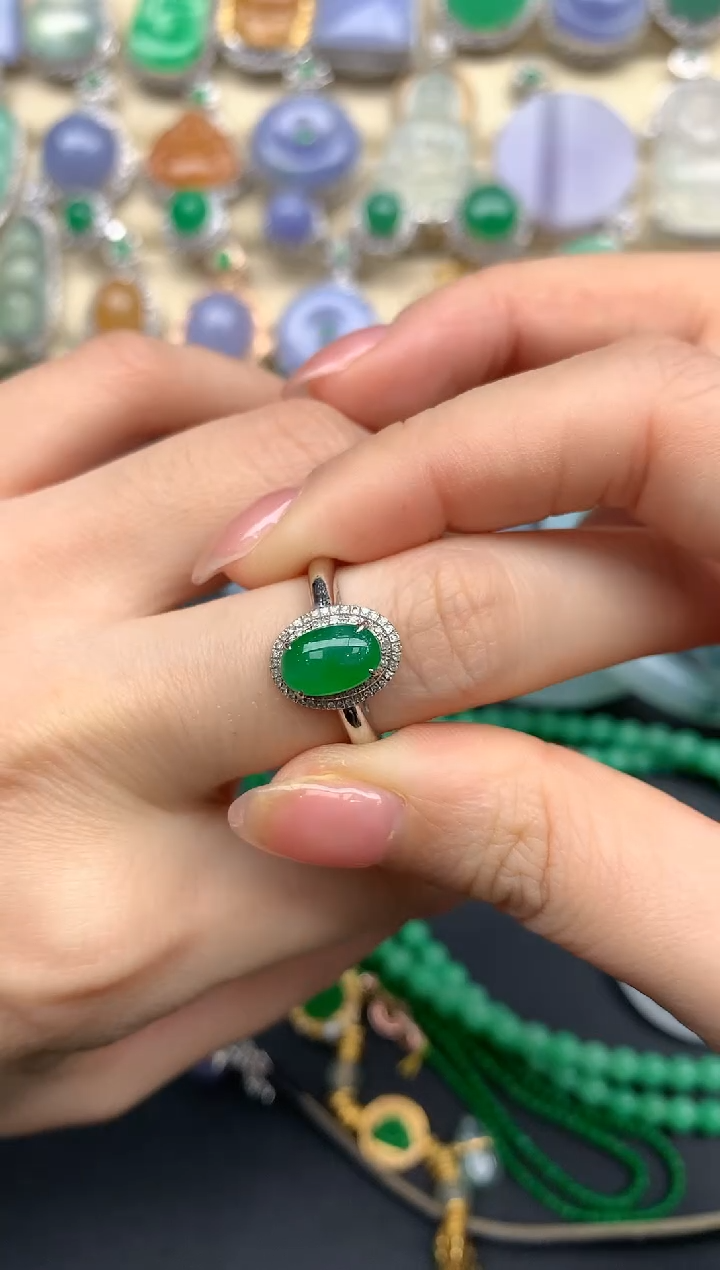 【闪购商品】翡翠戒指18K金镶嵌340--中国好珍宝