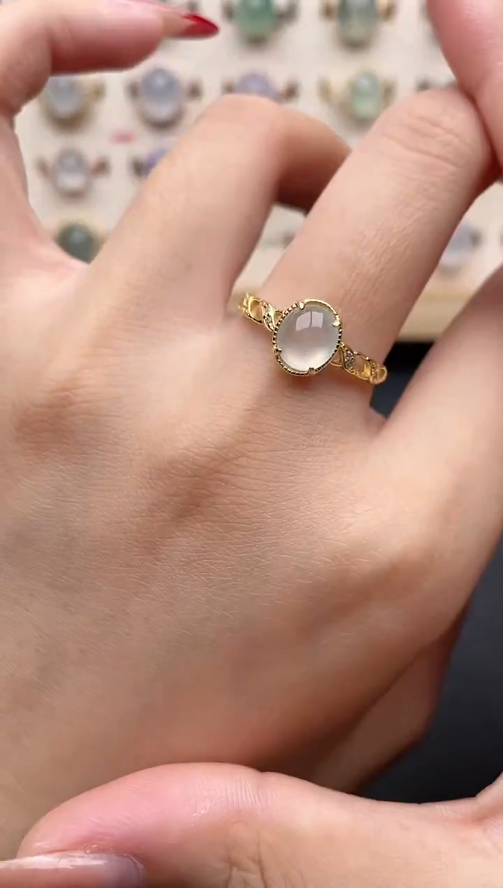 【闪购商品】翡翠戒指银S925镶嵌一物一证一礼盒