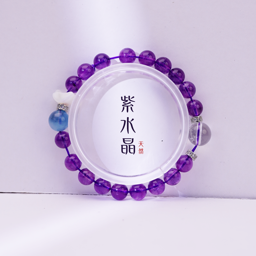 SSJ11002限量 开播福利 独家设计款 紫水晶手串8-9mm