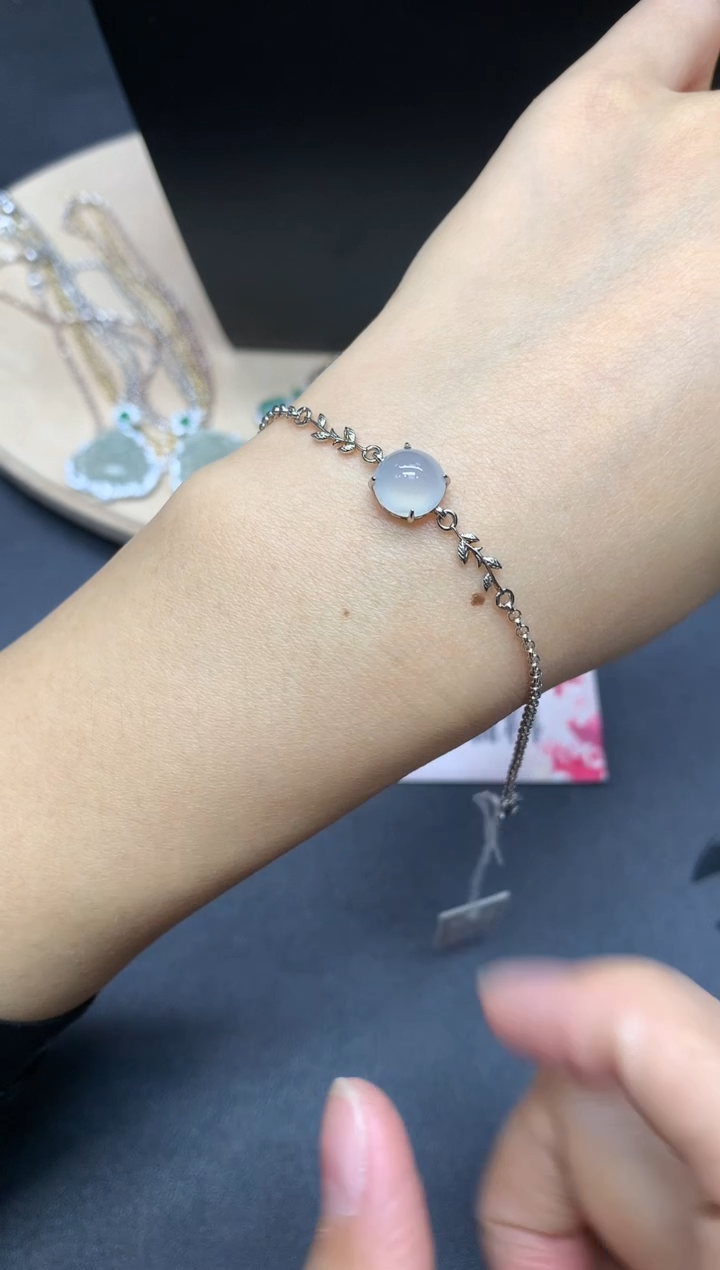 【闪购商品】翡翠手链银S925镶嵌蛋面【多样性发其一】