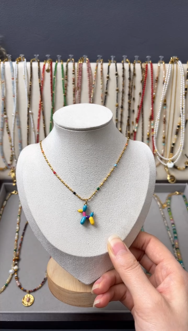 【闪购商品】石英质玉项链合金气球狗