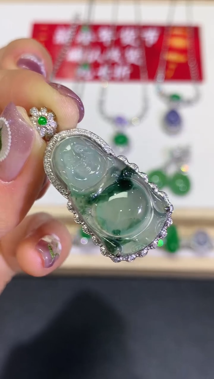 【闪购商品】翡翠颈饰18K金镶嵌团购23