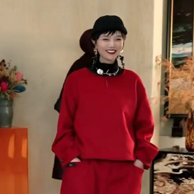 1761篱君2024秋冬新款绵羊毛时尚设计师款圆领上衣针织毛衣