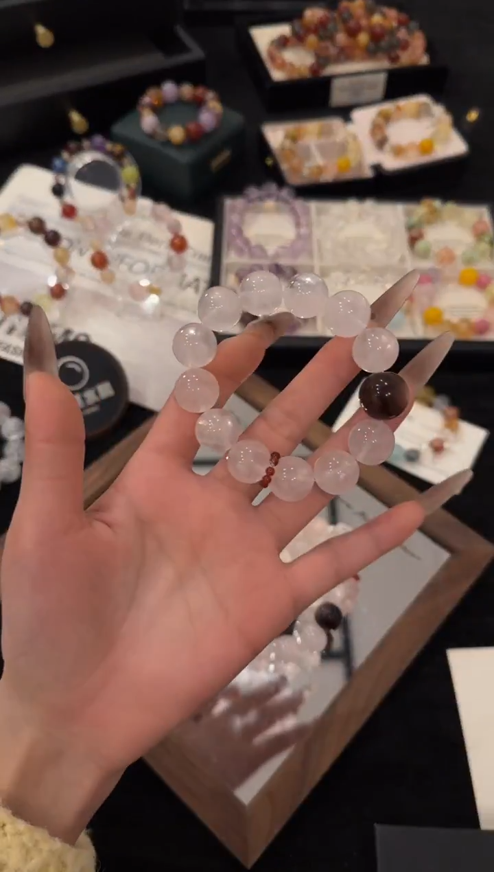 合金手链水晶粉水晶x2989