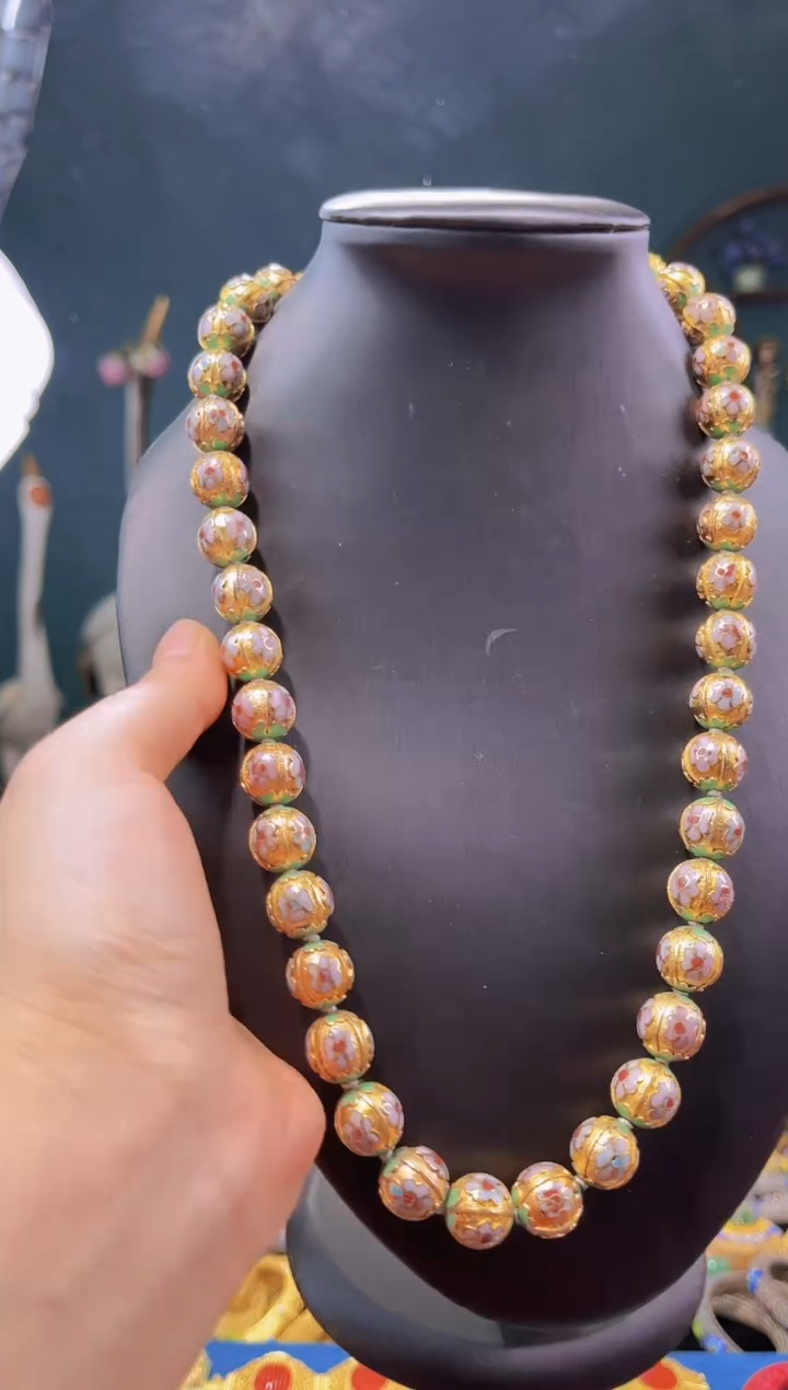 【闪购商品】非遗绝技 景泰蓝金地瓜棱1.2项链 