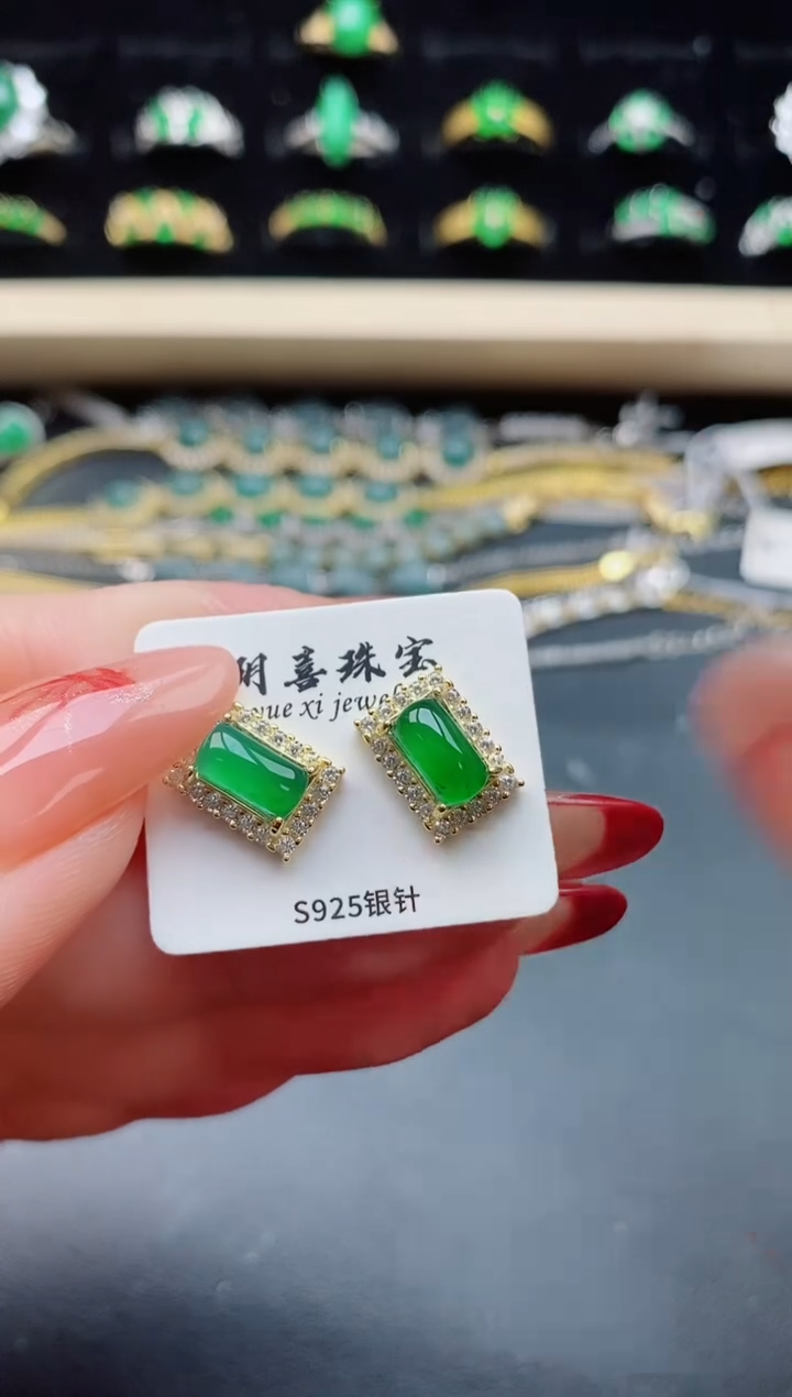【闪购商品】翡翠耳饰银S925镶嵌321321