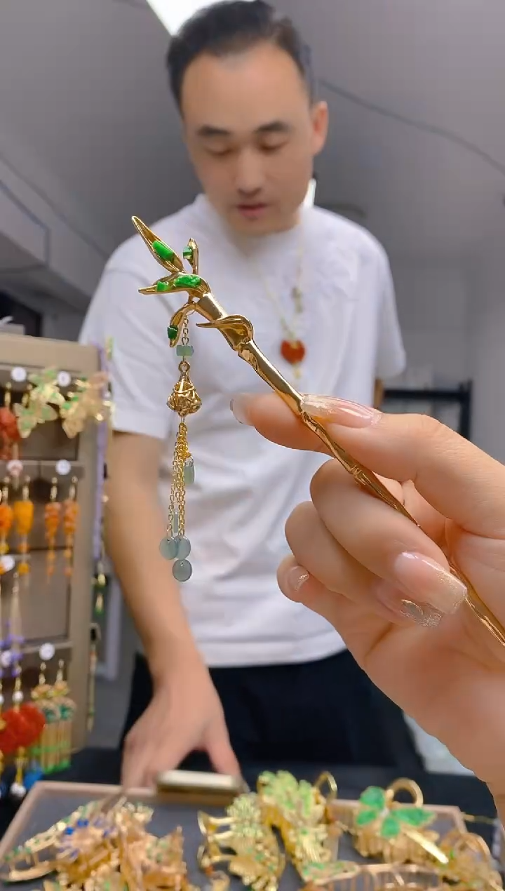 【闪购商品】翡翠耳饰合金320翡翠发簪