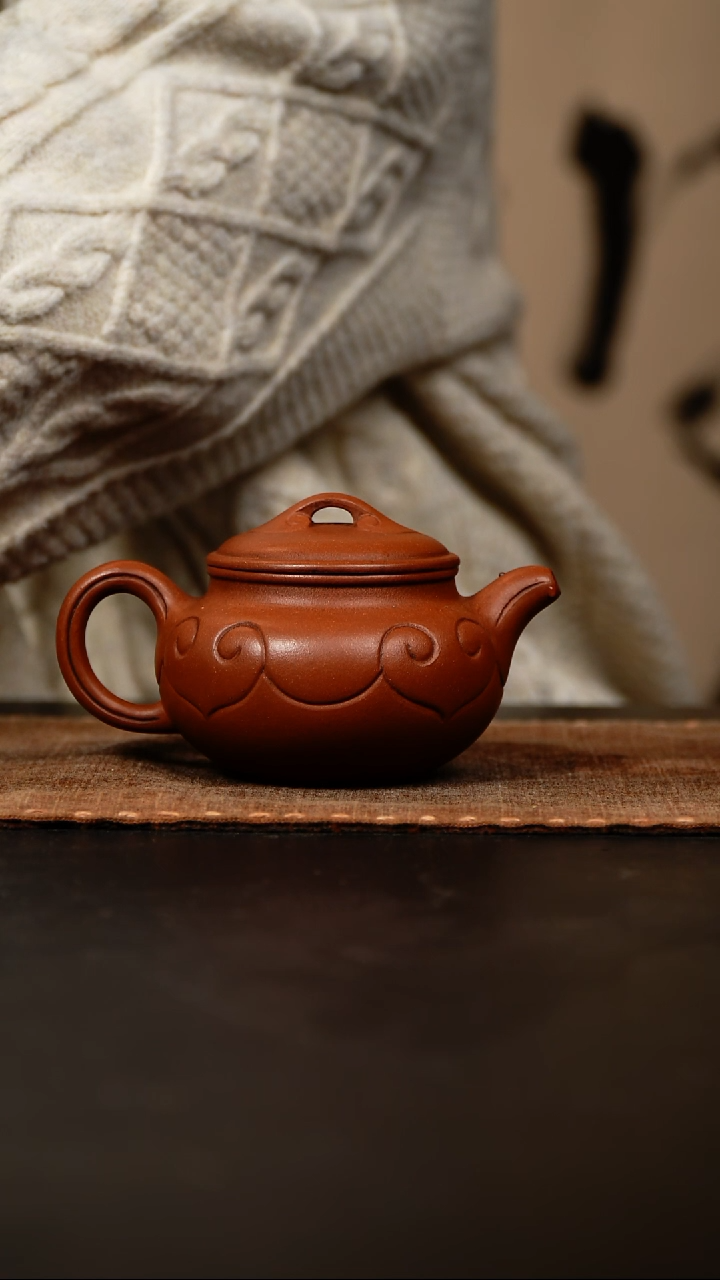 【闪购商品】紫砂茶壶仿古如意壶清水泥160cc