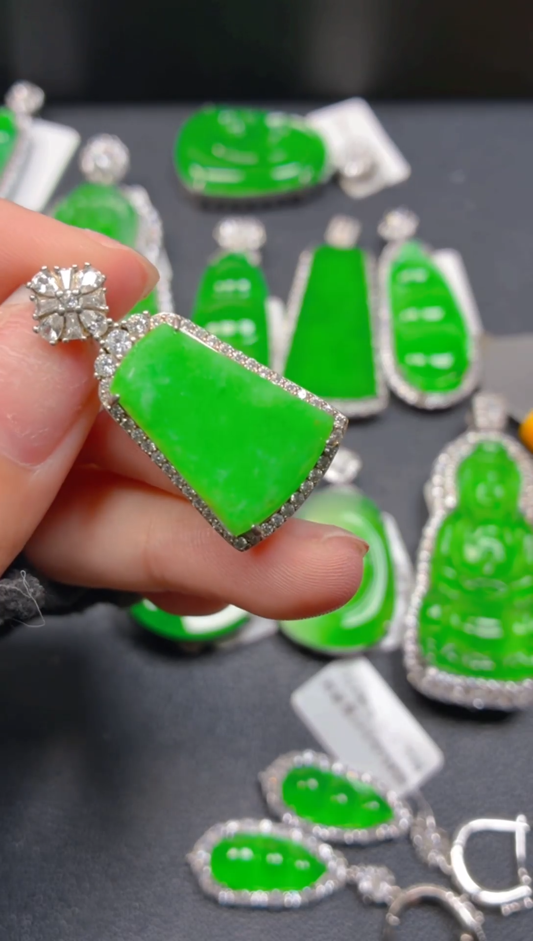 吊坠(不含链)银S925镶嵌翡翠11