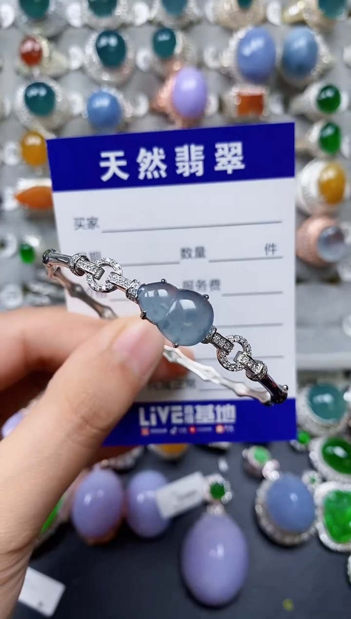 【闪购商品】翡翠手镯银S925镶嵌0258