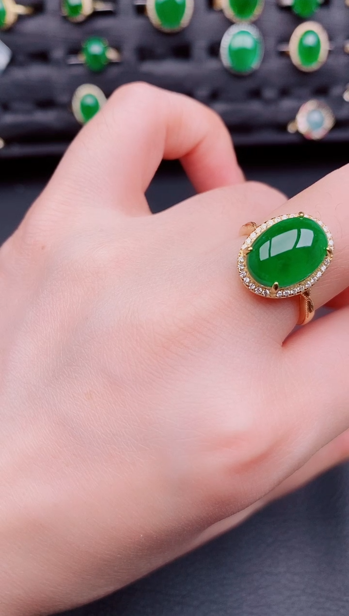 【闪购商品】翡翠戒指银S925镶嵌天然a货翡翠275