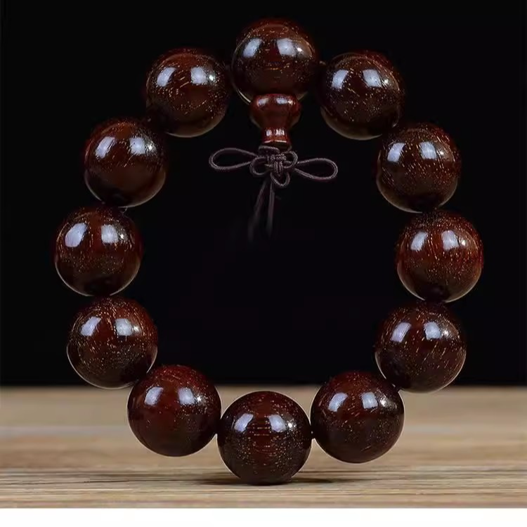 印度小叶紫檀手串带金星高油密泥料男士1.8檀香木文玩佛珠手链