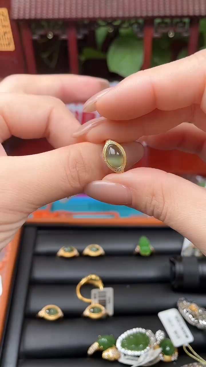 银S925镶嵌戒指和田玉戒指XA06多样性发其一