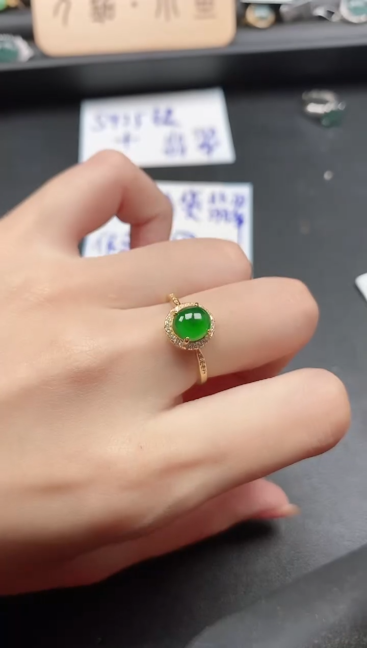 翡翠戒指银S925镶嵌51511