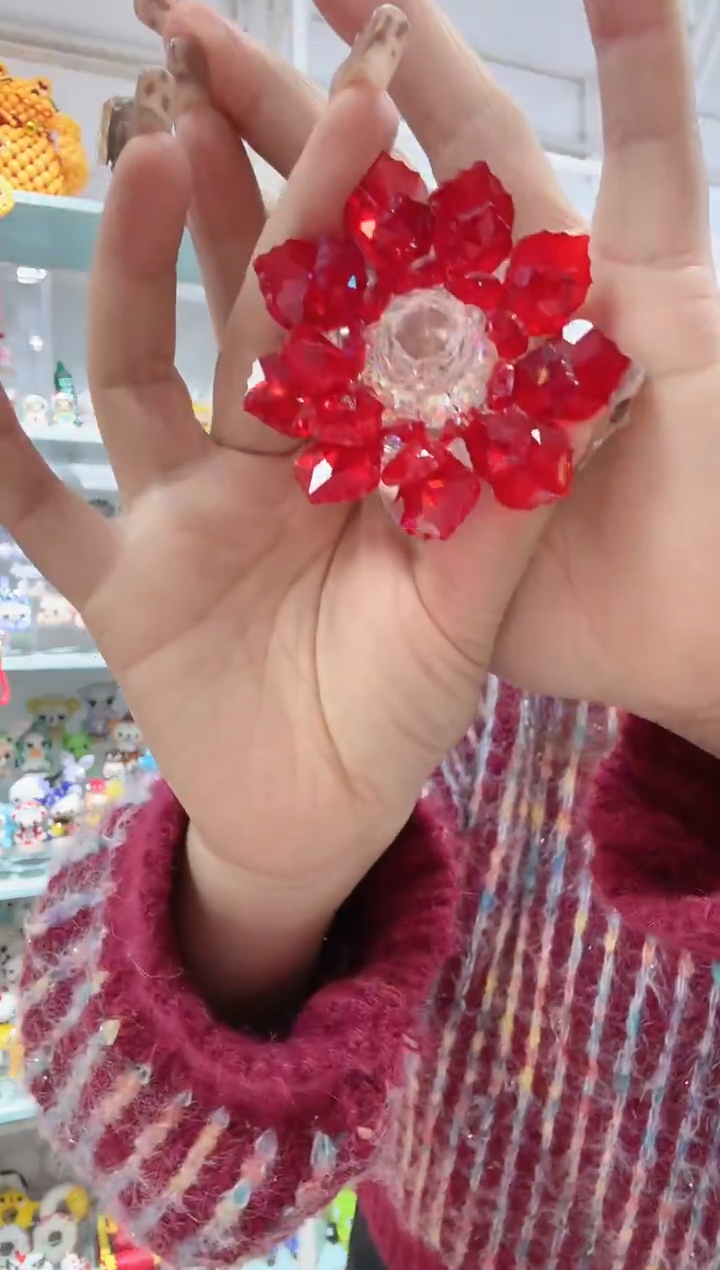 玻璃01024材料包-水晶莲花大红色