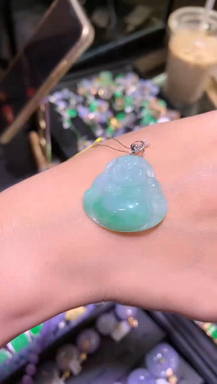 【闪购商品】翡翠吊坠(不含链)18K金镶嵌佛公