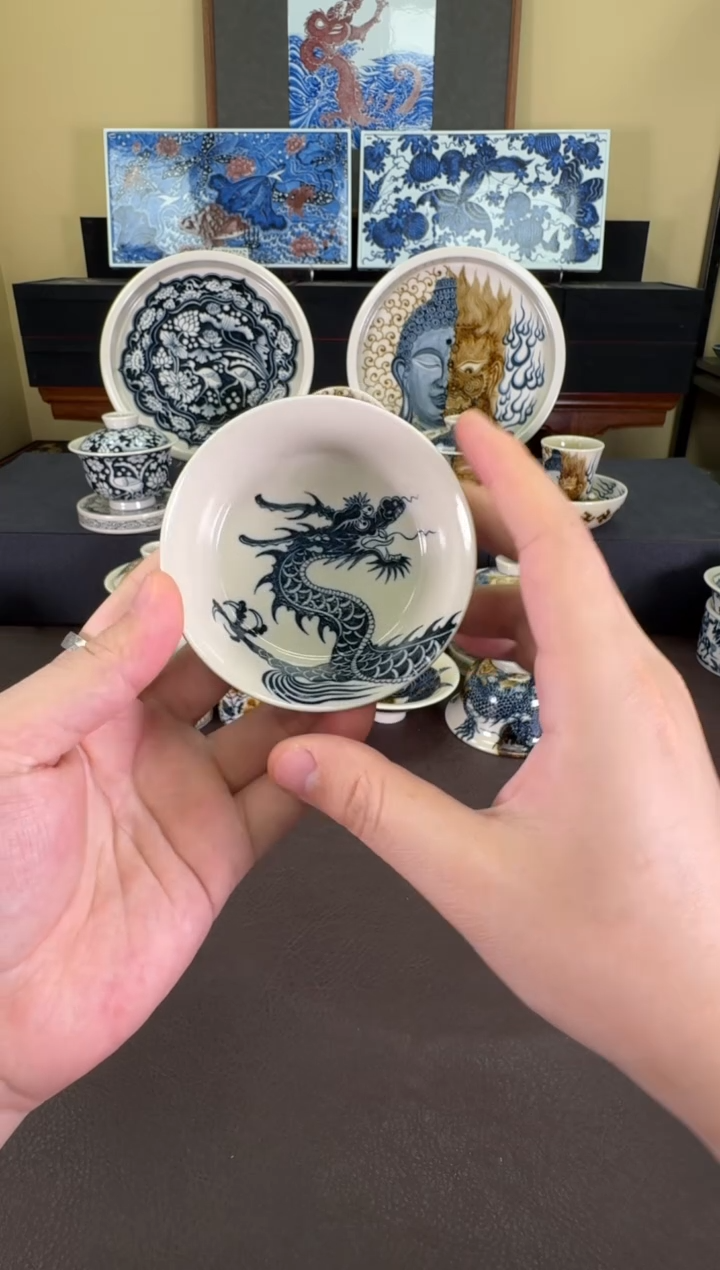 【闪购商品】二号釉1351龙纹金鳞盏