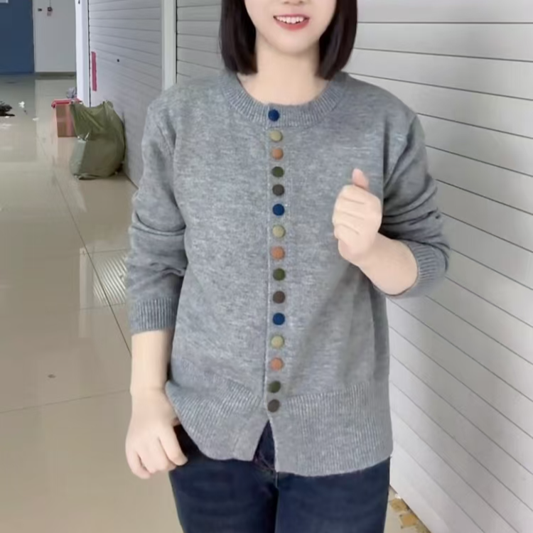 【彩虹单排扣-灰色】纯色外套开衫时尚减龄高级爆款洋气404
