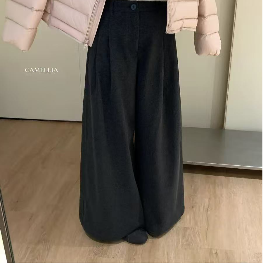 9058•羊毛裤 K# 东大门简约百搭加绒羊毛裤休闲裤•