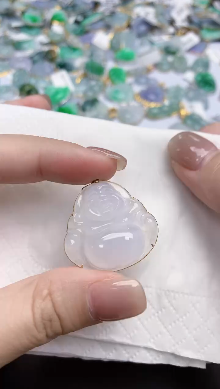 【闪购商品】翡翠颈饰18K金镶嵌天然缅甸翡翠A货