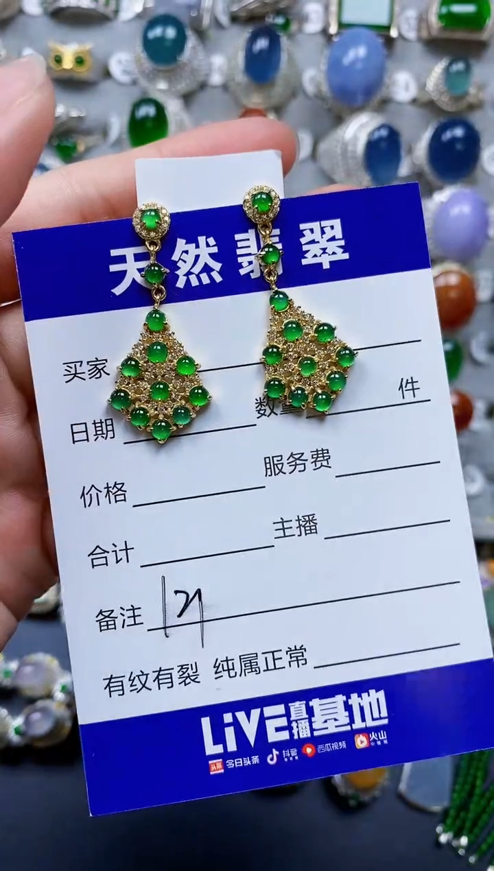 翡翠银S925镶嵌耳饰0121