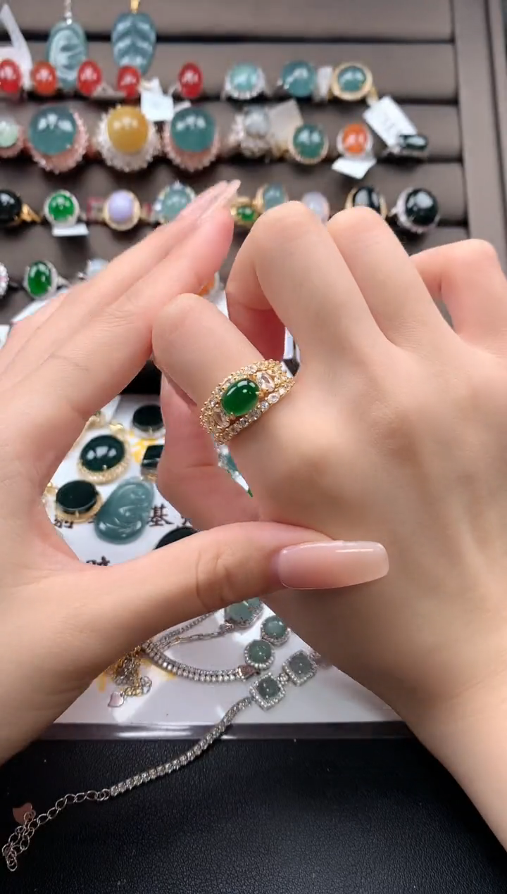 【闪购商品】翡翠戒指银S925镶嵌31231311