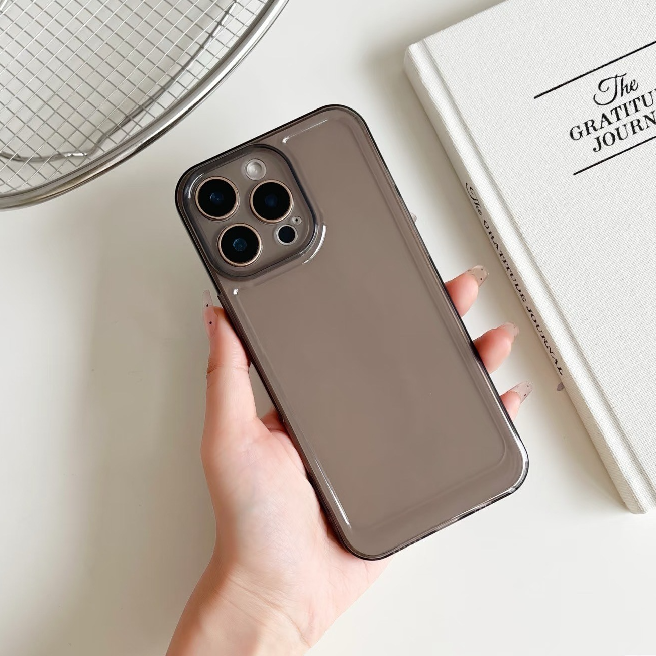 B编码（液态适用苹果手机壳）透明全包镭射爱心可爱防摔创意小清新