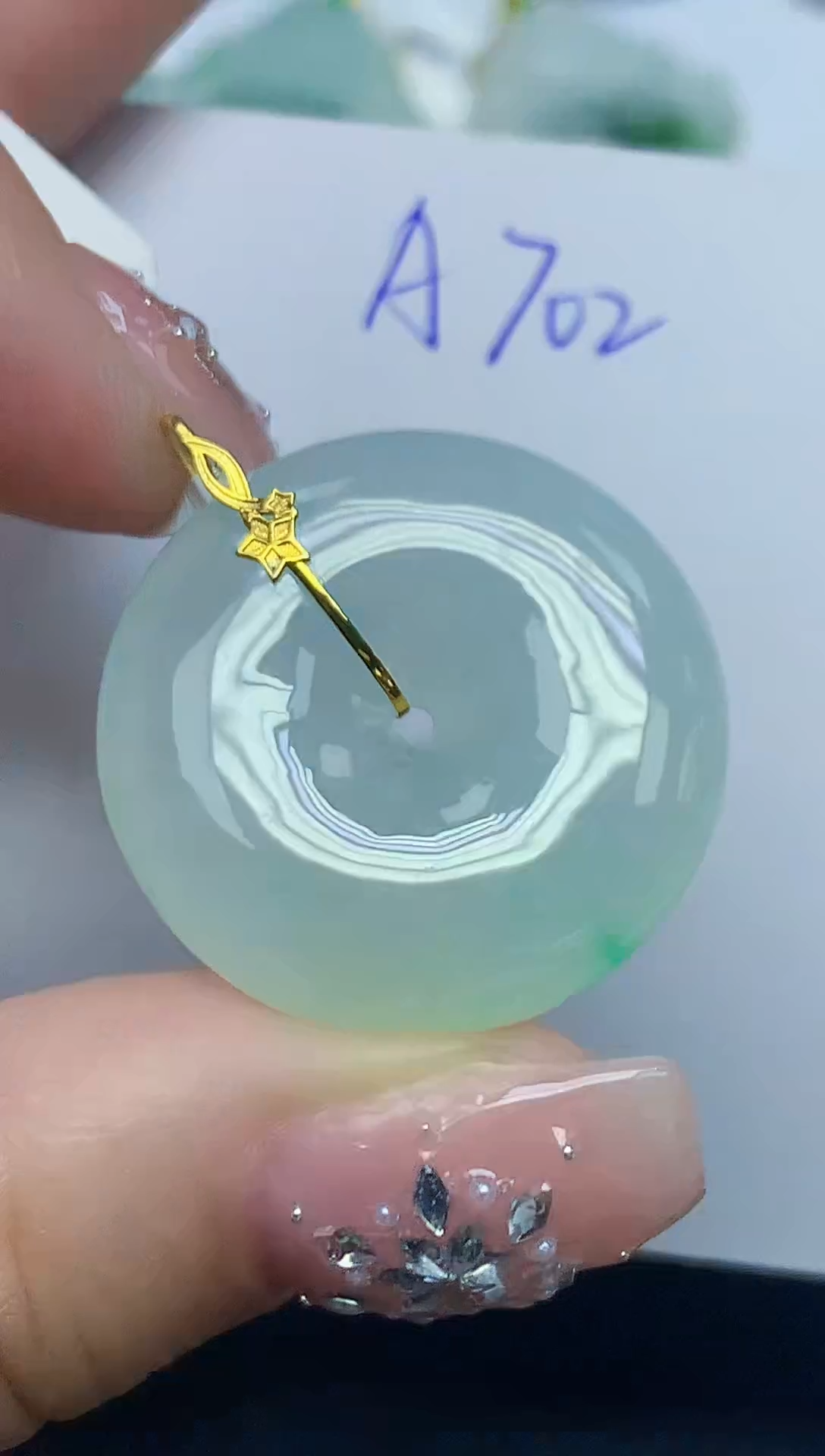 颈饰18K金镶嵌翡翠天然缅甸翡翠A货翡翠百元以上9元证书费自理