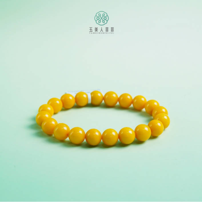 石惑珠宝！蜜蜡圆珠约10mm单圈手串