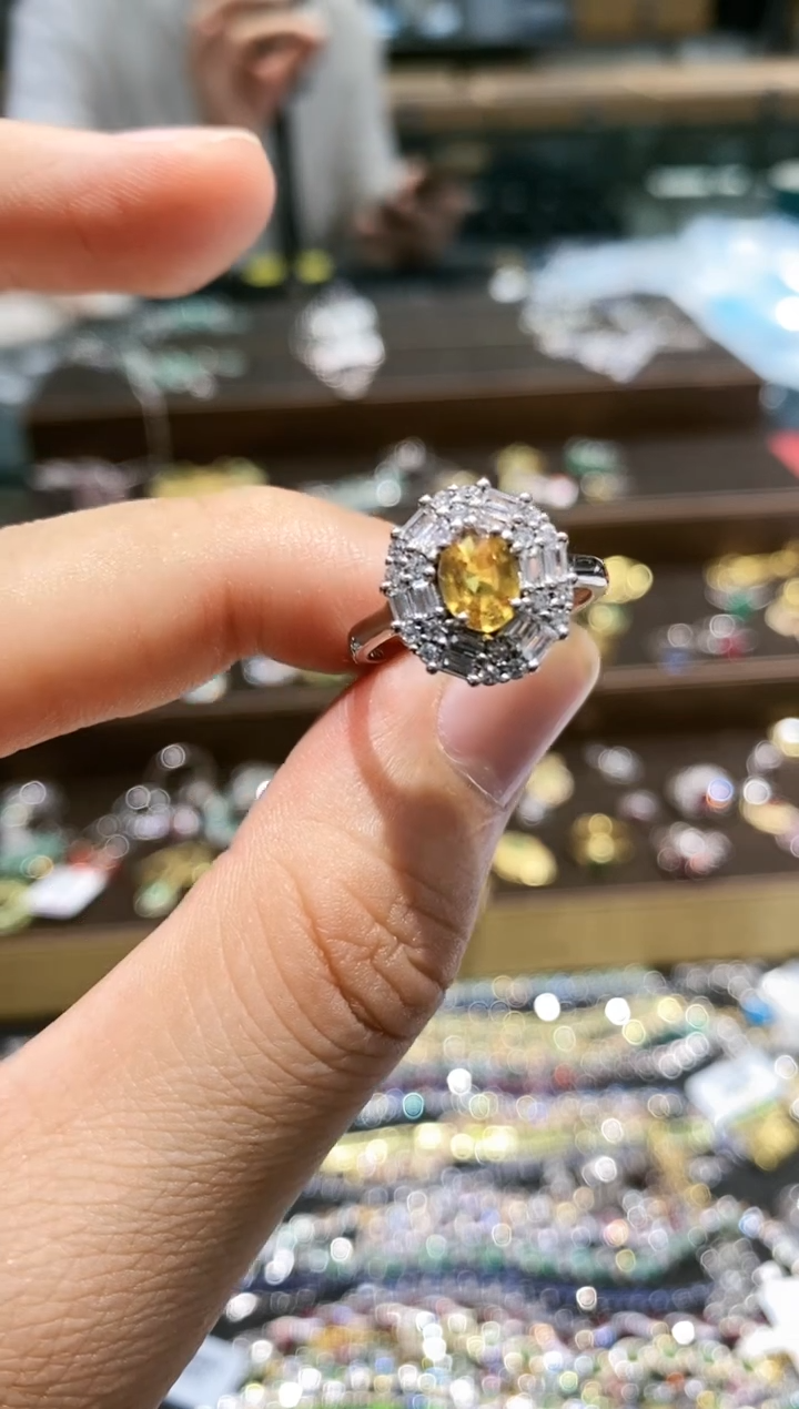 【闪购商品】蓝宝石戒指银S925镀金镶嵌戒指