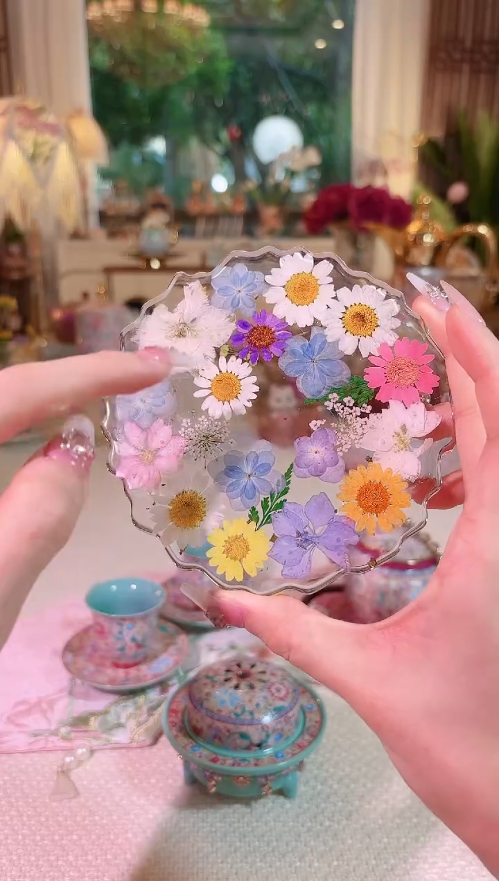 瓷如馨美物-滴胶 永生花杯垫