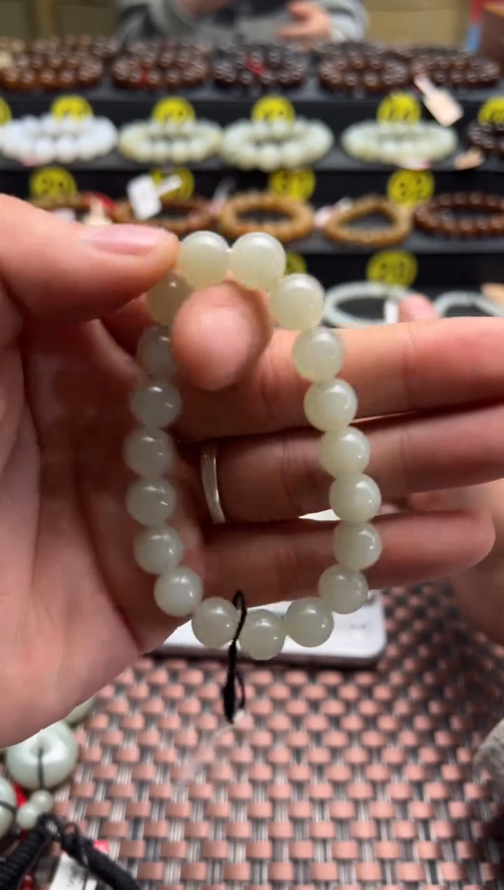 【闪购商品】和田玉手串未镶嵌且末料青白玉卡10手串