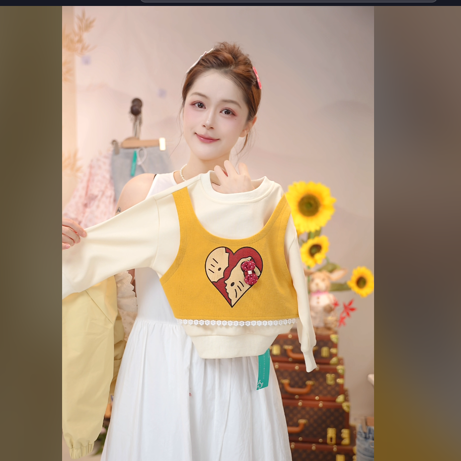 MOMOCO手工刺绣女童洋气针织百搭流苏针织上衣卫衣77730232014